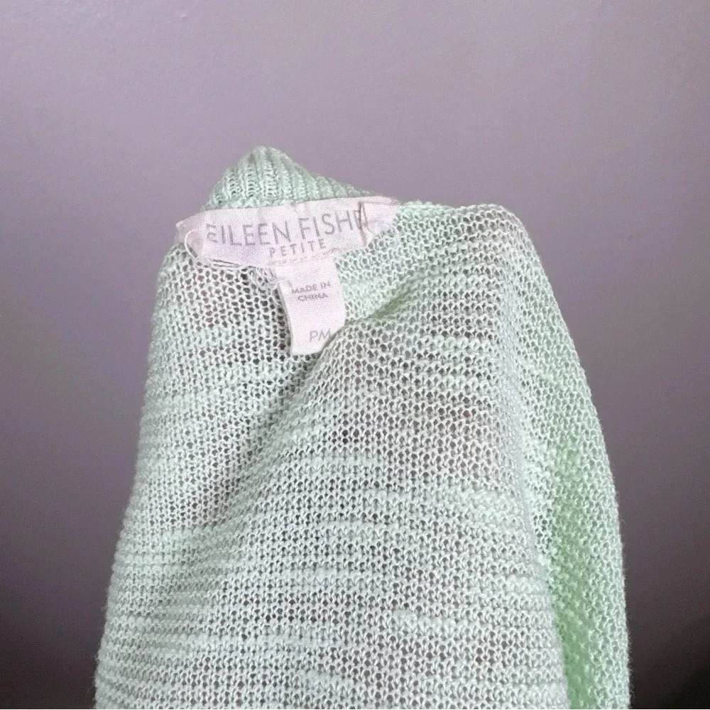 Eileen Fisher Womens Size Petite Medium Green Organic Linen Long Sleeve Top - Picture 10 of 14